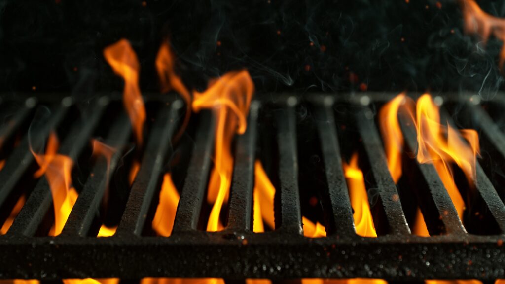 grill heating up to grill food at a commercial restaurant