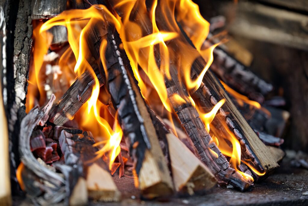 wood on fire